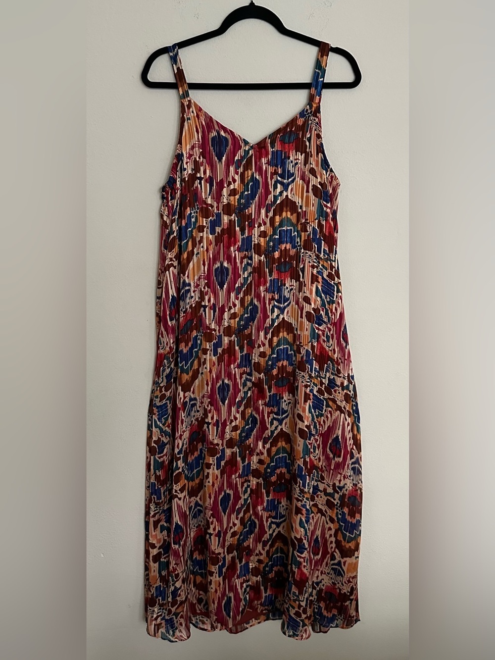 Vince Camuto Multicolor Ikat-Pleated Midi Dress Boho 1X Plus Size Women’s - Picture 6 of 12